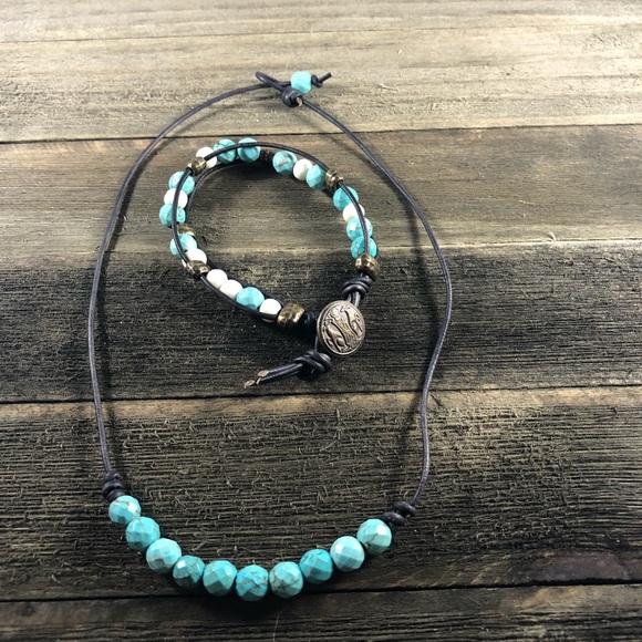 Turquoise Necklace & Bracelet Set - Picture 1 of 4